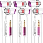 V4 Headphones Earphones Earbuds Earphones, Noise Islating, High Definition, Stereo for Samsung, iPhone,iPad, iPod and Mp3 Players (White-Purple-3)